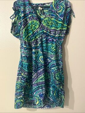 Lauren Ralph Lauren Women's Vibrant Blue-Green Paisley Swim Cover-Up
Dress Sz M